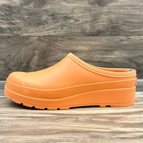 NIB Hunter Original Waterproof Platform Play Clogs 7 38 Orange - Picture 5 of 12